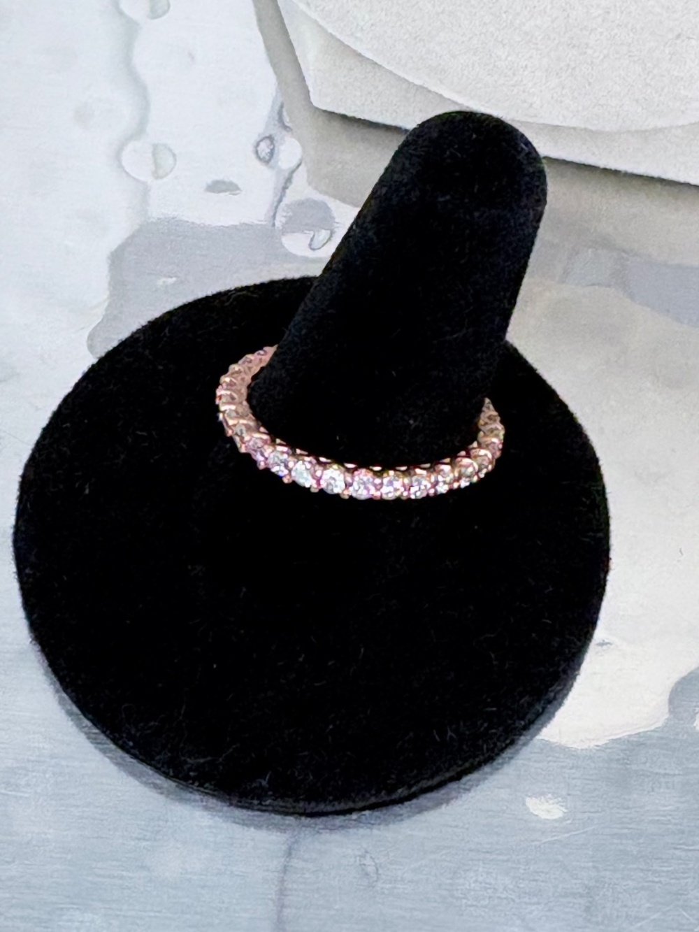 Rose Gold Crystal Eternity Band Sz 9